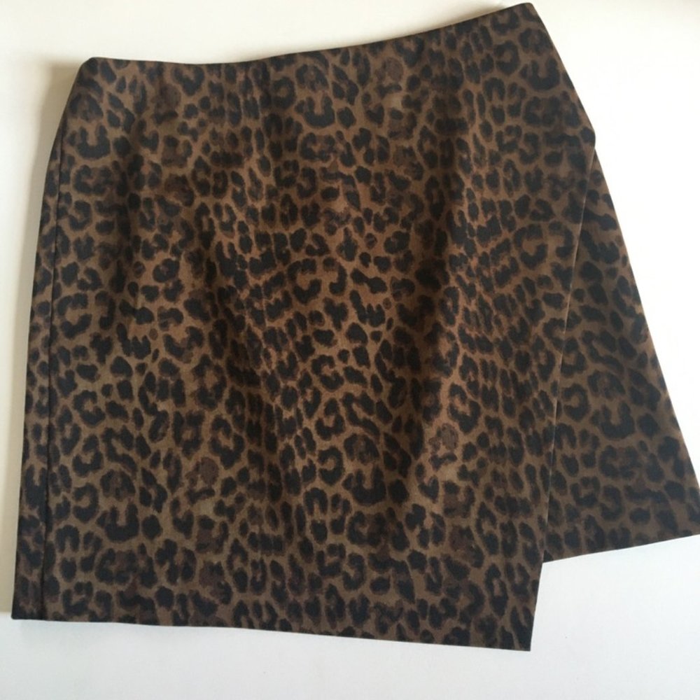 Ann Taylor Leopard Asymmetrical Mini Skirt
